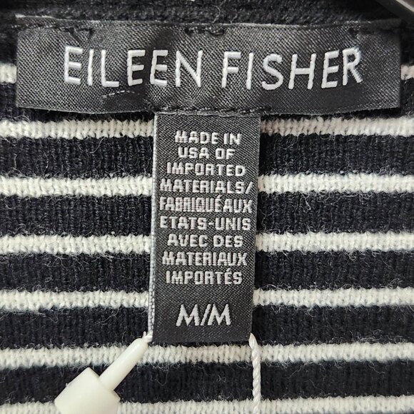 Eileen Fisher Women's Black & White Striped Long-Sleeve V-Neck Top Size S, M & L - Picture 4 of 8